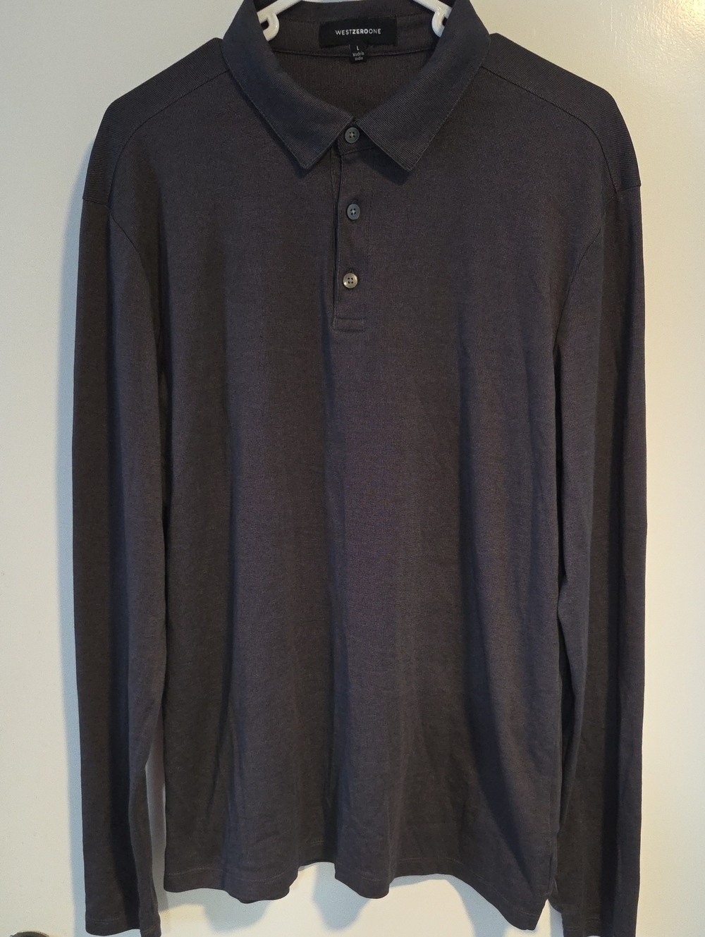 Men's Long Sleeve Polo Shirt - Charcoal Gray
